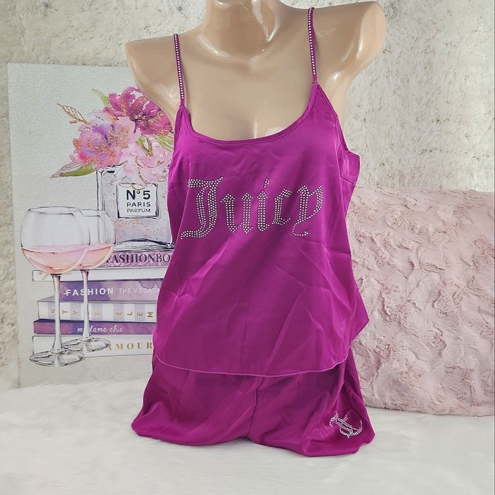 LARGE {Juicy Couture} Purple Bling Satin Pajama Set